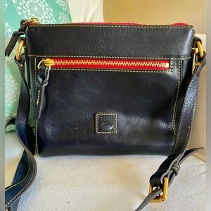 Dooney & Bourke Florentine Allison Crossbody Black Leather W Red Gold